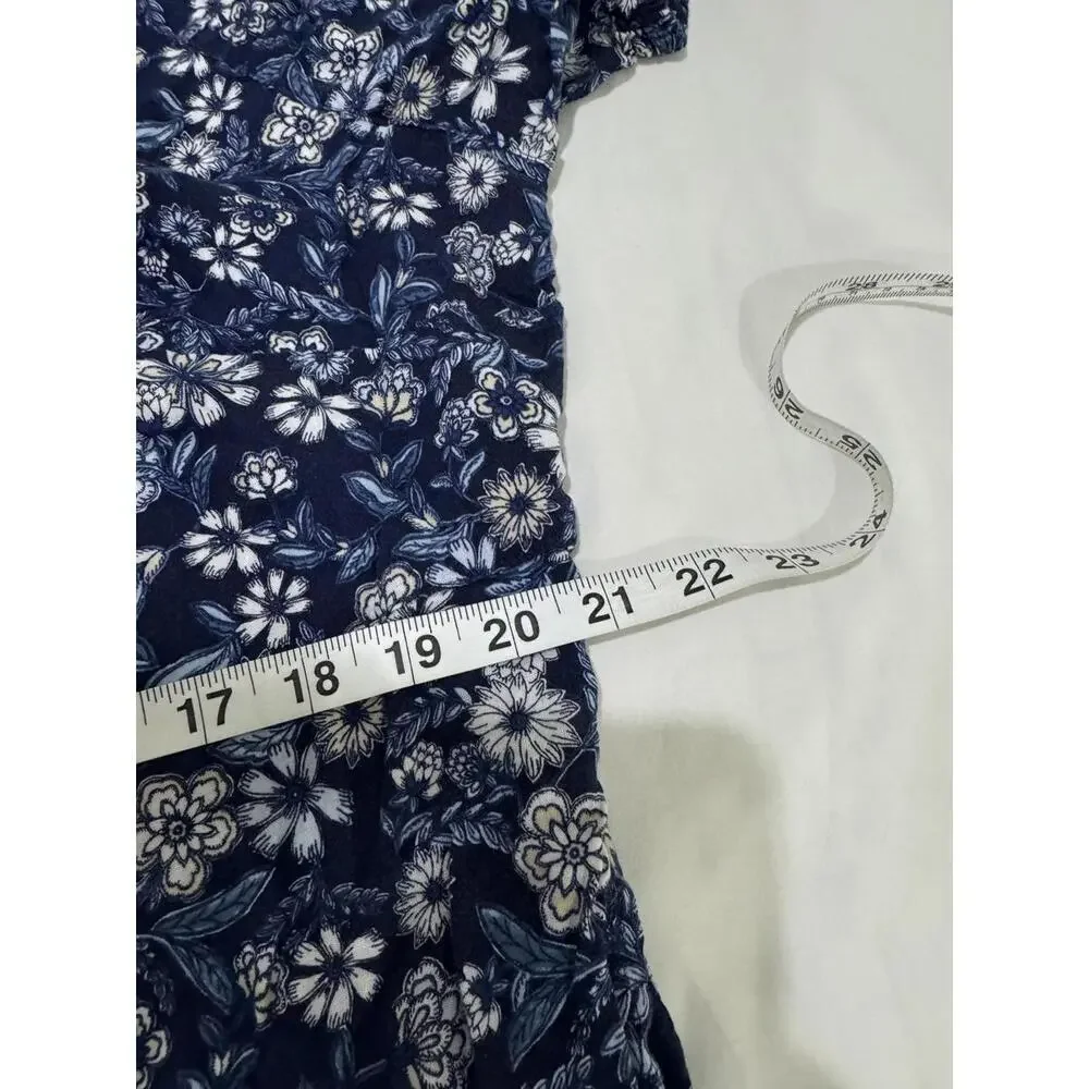 Old Navy Blue Floral Print Puff Sleeve All-Day Spring Long Maxi Dress- Size XL - Picture 7 of 9